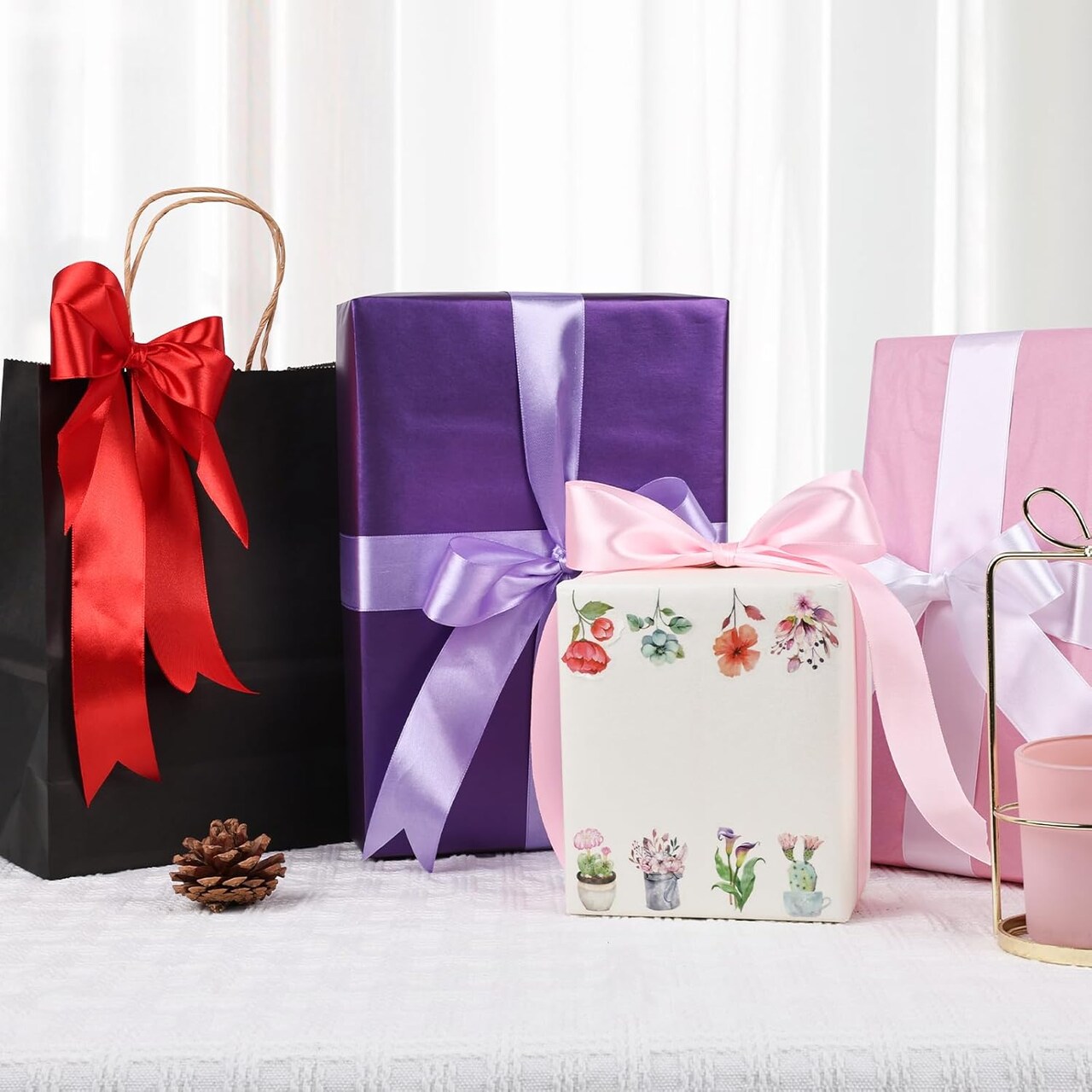 200 Yards Ribbon,1-1/2 Inch Satin Ribbon,Single Face Satin Ribbons, Perfect for Gift Wrapping,Wedding Decoration,Handmade Bows,Wrapping Bouquet and More